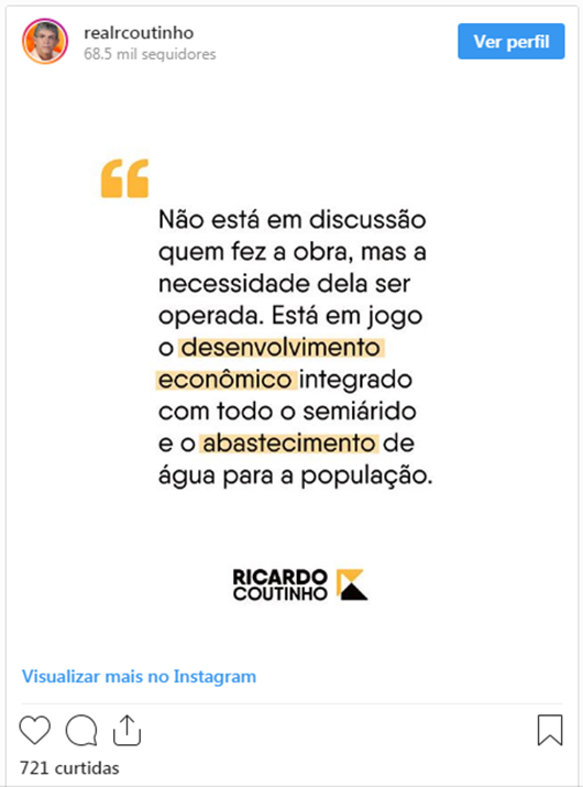 Ricardo Coutinho_SOS Transposição-Instagram