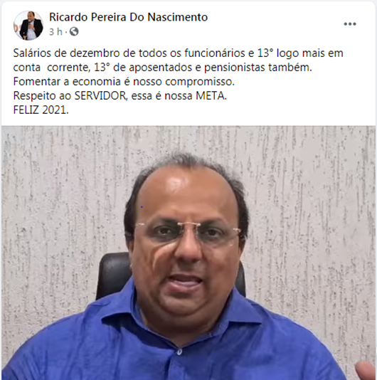 Ricardo Pereira_pagamentos de fim de ano do servidor municipal