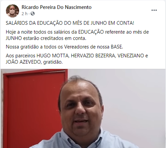 Ricardo Pereira_antecipação_salário de junho da Educação
