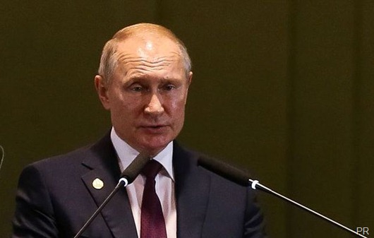 O presidente da Russia, Vladimir Putin, durante Diálogo dos Líderes com o Conselho Empresarial do BRICS 